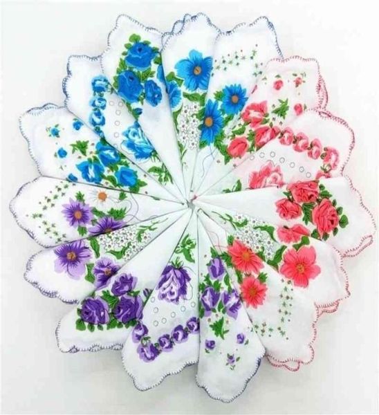 Têxteis para casa cortador de algodão senhoras lenço artesanato vintage lenço floral lenços de casamento 3030cm cor aleatória gwd65897807957