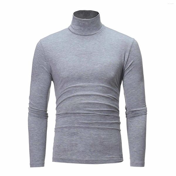 T-shirt da uomo Inverno caldo da uomo Collo a lupetto T-shirt semplice semplice Camicetta Pullover Top a maniche lunghe Capispalla maschile Maglione alla moda elasticizzato slim fit