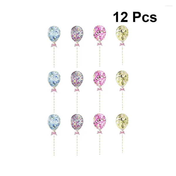 Festliche Lieferungen Luftballons Ballon Topper Kuchen Geburtstag Sticks Happy Cupcake Cluster Pastell Streusel Party Multi Farben Pick Latex