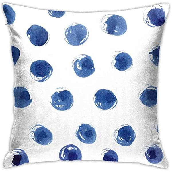 Cuscino Blu A Pois Irregolari Bellissimo Modello Su Sfondo Bianco Federe Per La Decorazione Domestica Divano Camera Da Letto Federa 18x18 pollici