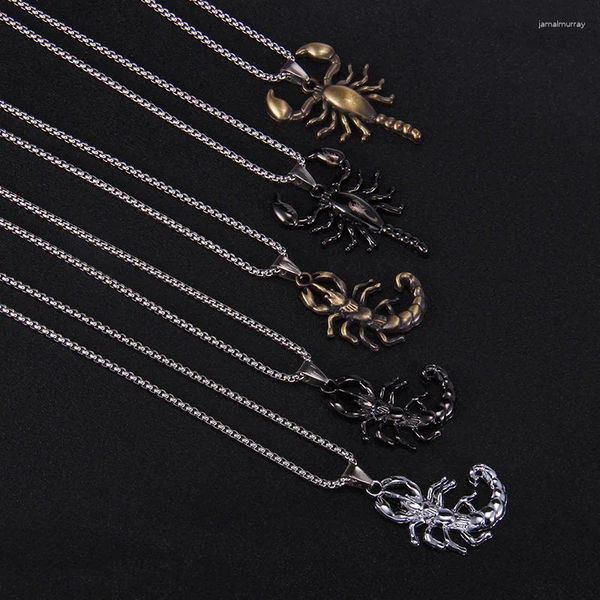 Ожерелья с подвесками в стиле готики, ожерелье с цепочкой «Король скорпионов» для мужчин, мужская шея, готические украшения, подарок, цвет: золото, серебро