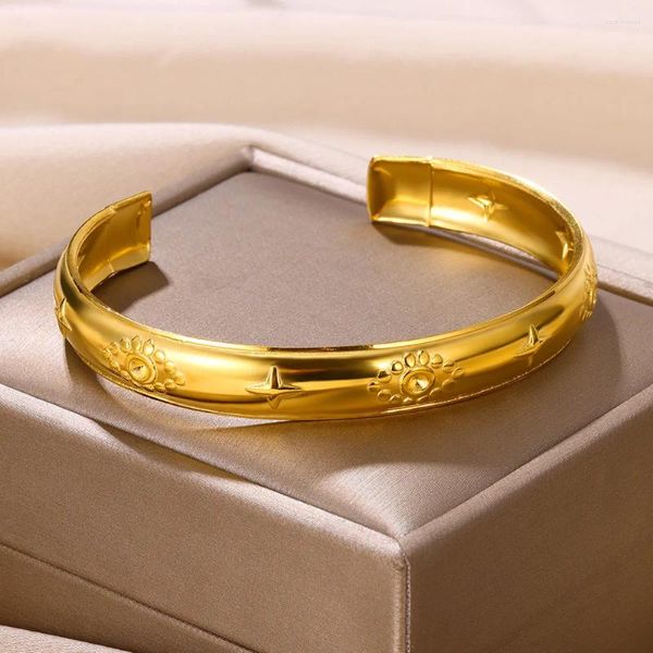 Armreif Edelstahl Teufelsauge Armbänder für Frauen Klassisch Goldfarbe Hohles offenes Armband Ästhetischer Schmuck Weihnachtsgeschenk