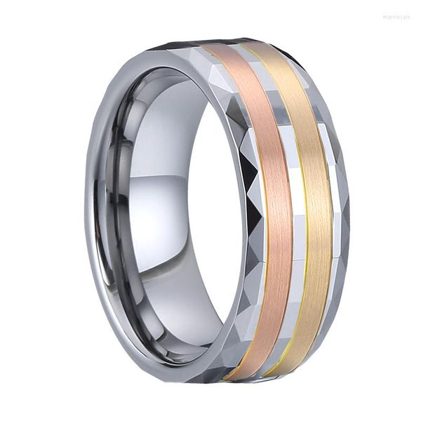 Cluster Ringe Luxus Ehering 14 Karat Roségold Ring für Männer Wolfram Anillo Hombre Anel Masculino Bague Homme