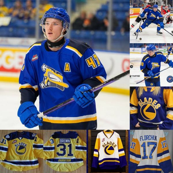 Whl Saskatoon Blades Retro Hokey Forması Özel Erkek Kadın Gençlik Herhangi Bir İsim Numarası