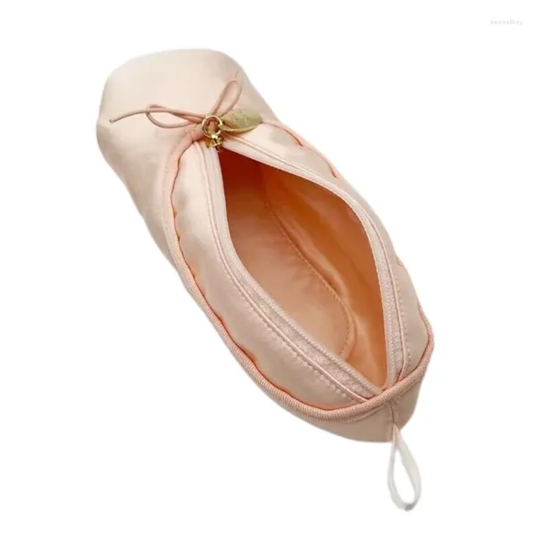 Bolsas de jóias rosa ballet sapato estudante saco de lápis multifuncional cetim material perfeito para viagens de escritório escolar