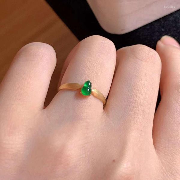 Cluster Ringe Damenring 18 Karat Gold Natürlicher Grüner Kürbis Jade Smaragd Weibliche Verlobung Luxus Hochzeitsschmuck Mit Zertifikat