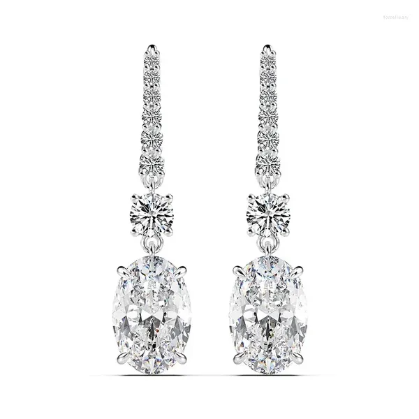 Dangle Küpe Desek Lüks 925 STERLING Gümüş 7 CT Yaratılan Moissanit Citrine Taş Damla İnce Takı Toptan