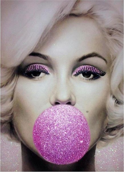 Marilyn Portrait Pink Gum Art Gifts Stampa in seta Poster decorativo8159538