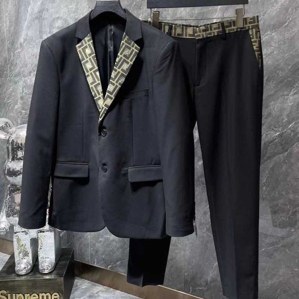 Мужские костюмы Blazers Роскошные костюмы роскошной дизайнер S 3D вышитые брюки для куртки с двумя частями. Случайные мужские куртки брюки 36y9