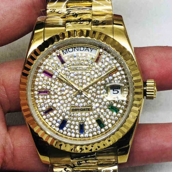 Orologio da polso meccanico da uomo Rolx Business Luxury designer Datejust Orologio automatico della famiglia Dental Gold Stone per XKX62