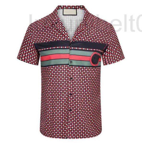 T-shirt da uomo Designer 2023 estate Camicie casual designer Europa Uomo Hawaii Beach tShirt lusso colletto rovesciato fiore T-shirt stampa strisce verdi rosse A9JH