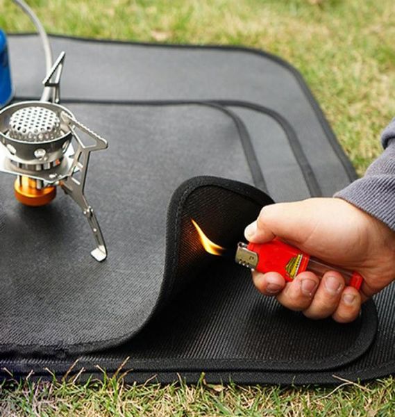 Açık pedler açık kamp ateşli kumaş piknik barbekü alev geciktirici koruyucu mat silikon kaplı yangın ızgara mat bb4544510