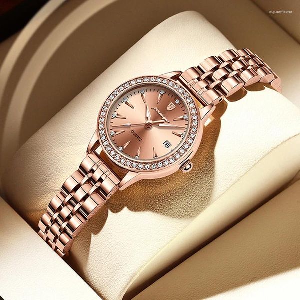 Armbanduhren POEDAGAR Marke 2023 Frauen Quarzuhr Luxus Edelstahl Mesh Rose Gold Einfache Wasserdichte Leuchtende Elegante Damenuhren