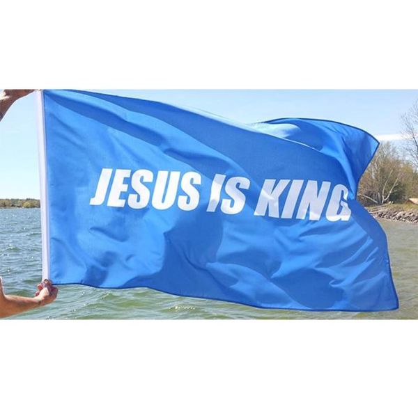 Jesus ist Herr, blaue christliche Flagge, 100 Polyester, individuelles Design, Werbung, zum Aufhängen, für den Innen- und Außenbereich, Polyesterstoff. Schnelle Lieferung. 1340124