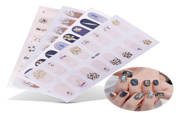 Aufkleber, Abziehbilder, 16 Beiträge, 1 Blatt Nail Art UV-Gel-Nagellack, Streifen, vollständige Abdeckung, buntes Maniküre-Werkzeug1823163