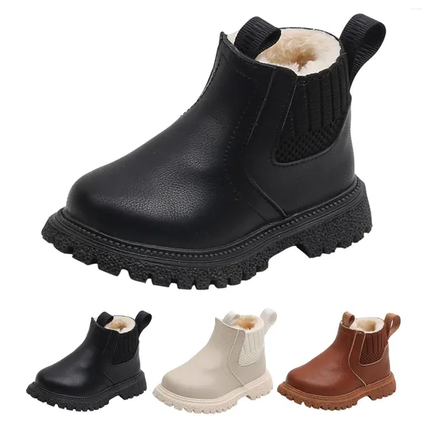 Boots Boys Girls Leather in pelle Snow Snow Little Kid Top Dress Shoes Lace Up/Zip Booties Comfort Caviglie