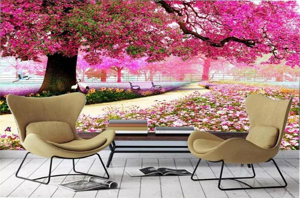 Tapeten Blumentapete für Wände voller Blumen schöne Bäume 3D HD Landschaft Superior Interior D