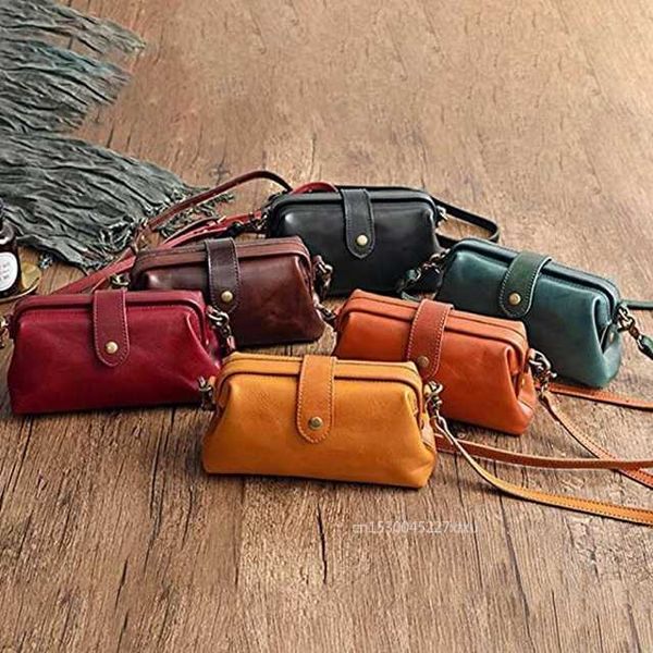 Akşam çantaları retro el yapımı gündelik deri omuz çantaları doktor çanta debriyaj crossbody kadınlar vintage tarzı seyahat el çantaları haberci dropship j230419