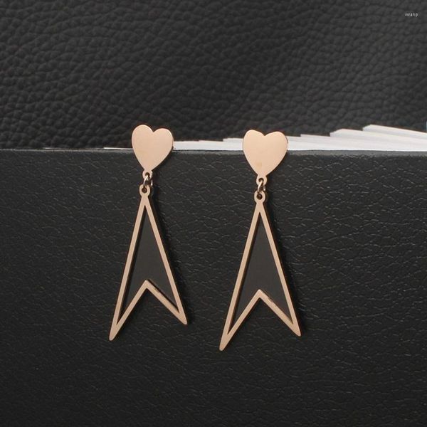 Dangle Earrings Est Fashion Stainless Steel Jewelry Simple Drop Rose Gold Color Joker Personality For Woman And Girl EEDZBYBA
