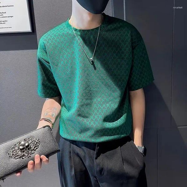 T-shirt da uomo T-shirt da strada T-shirt estiva con stampa a righe 3D T-shirt a maniche corte Moda Camicia verde T-shirt oversize Abbigliamento uomo