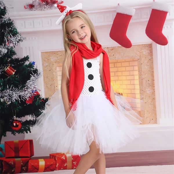 Kleidung Sets Schneemann Kostüm Weißes Tutu Kleid Für Mädchen Weihnachten Schnee Schatz Cosplay Kinder Weihnachten Urlaub Party Prinzessin Kleider Outfits 231118