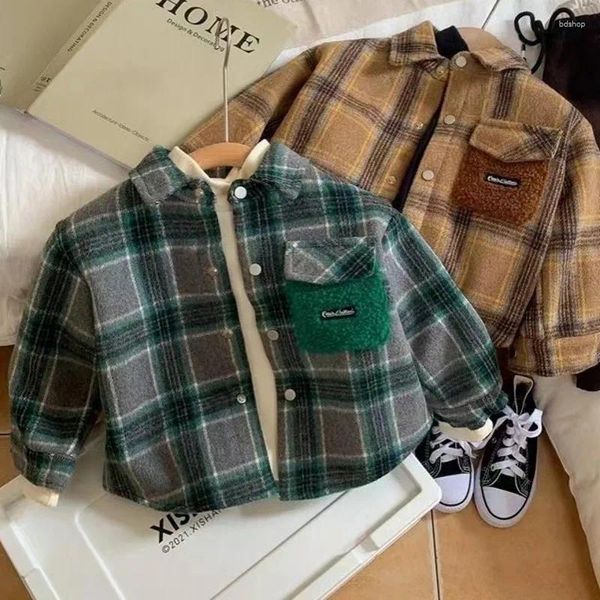 Jacken Junge Plaid Kinder Mäntel Mode Kinder Oberbekleidung Winter Frühling Herbst 2023-036