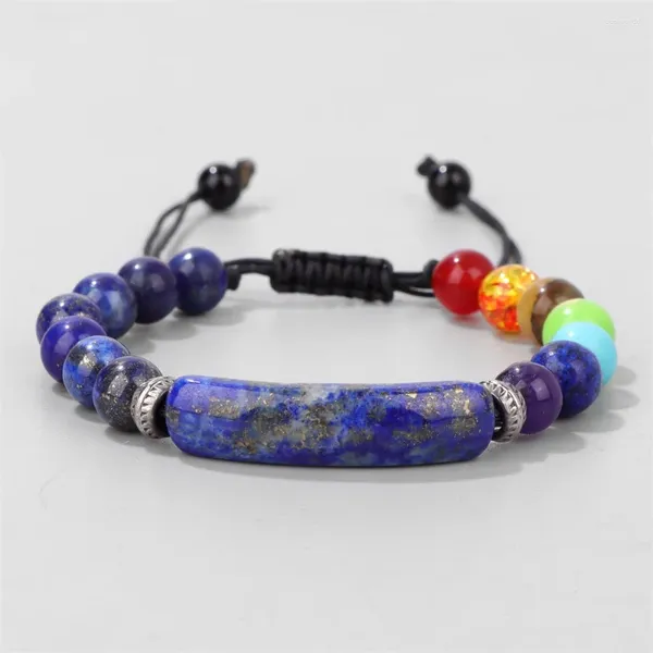 Strang handgemachte 7 Chakra Perlen Armband Naturstein Lapislazuli geflochtene Armbänder Frauen Männer Yoga Heilung Quarz Armreifen Schmuck Geschenk