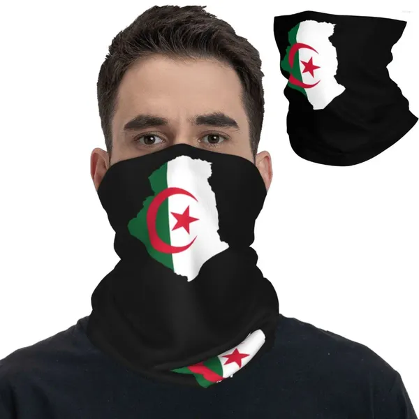 Lenços Argélia Mapa Bandeira Face Bandana Pescoço Gaiter Impresso Envoltório Cachecol Multifuncional Máscara Ciclismo Unisex Adulto Respirável