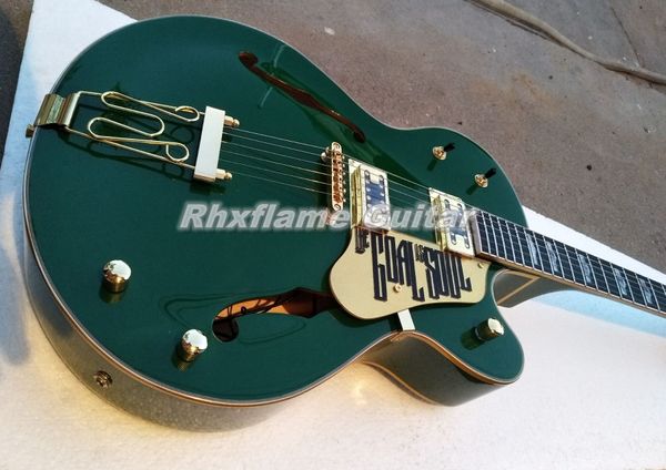 Disponibile G6136I BONO Irish Falcon Soul Green Jazz Chitarra elettrica Hollow Body Grover Imperial Tuners Gold Sparkle Body Binding Goal Soul Battipenna Hardware dorato