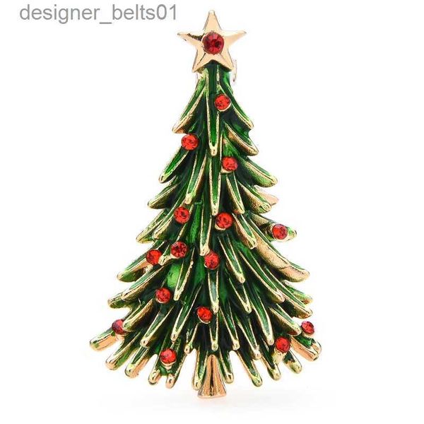 Spille Spille Wuli baby Nuovo smalto Spille per albero di Natale per le donne Unisex Strass Albero Spilla di Capodanno Spilla Gioielli RegaliL231120