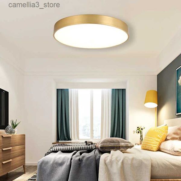 Plafoniere Lampada da soffitto moderna a LED ultrasottile in oro, lampada da studio per soggiorno nella camera da letto con montaggio a superficie Q231120