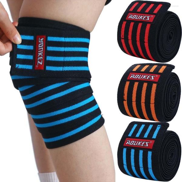 Ginocchiere 1 PZ 180 8 CM Fitness Sollevamento Pesi Gamba Cinghie di Compressione Avvolge Bende Elastiche Poverlifting Training