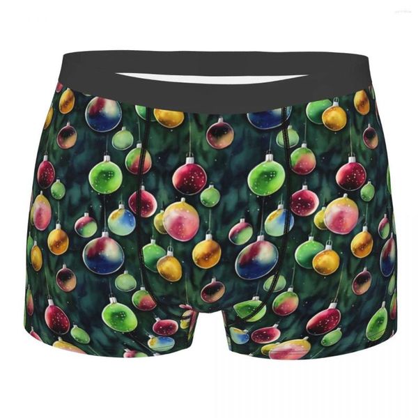 Mutande Ornamento di Natale Palline Disegno ad acquerello Mutandine di cotone Pantaloncini Boxer Slip Uomo Intimo Sexy