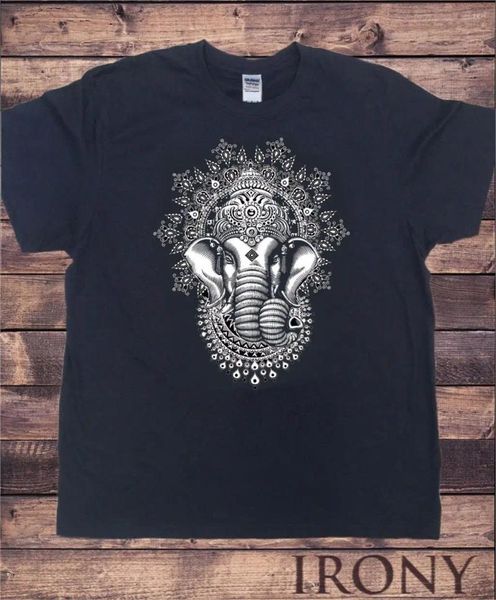 Magliette da uomo T-shirt nera da uomo Ganesh Elefante Dio Line Art Meditazione India Zen Hobo Yoga Maglietta estiva da uomo Camicia comoda (1) 0695S