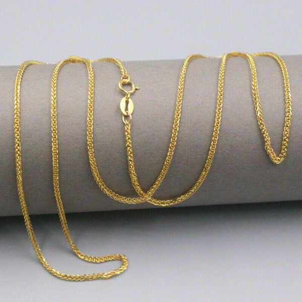 Correntes autênticas Chain de ouro amarelo de 18k1.2mm Colar elegante de trigo18inCh L1.8-2.1g