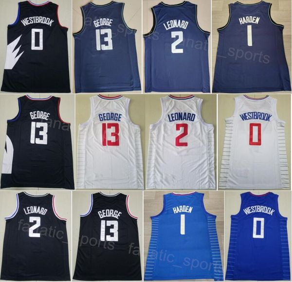 Team Basketball James Harden Trikot 1 Man City Earned Russell Westbrook 0 Kawhi Leonard 2 Paul George 13 Stickerei reine Baumwolle atmungsaktiv Association Top-Qualität