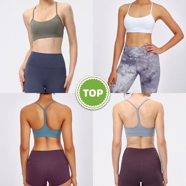 Calças ativas Ll Yoga Sutiãs esportivos femininos com alças Fitness Workout Sutiã acolchoado com costas cortadas Tops Camisa de corrida