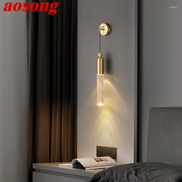 Wandleuchten AOSONG Moderne Messingbeleuchtung LED Indoor Gold Sconce Lamp Classic Creative Decor For Home Bedside Flur