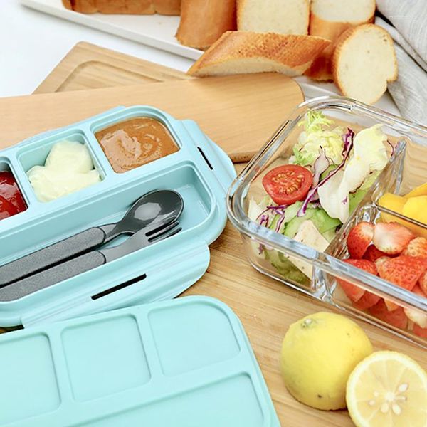 Geschirr-Sets Lunchbox für Kinder, Glas, Mikrowelle, Bento-Behälter mit Fach, Schule, auslaufsicher, Küche, Comida