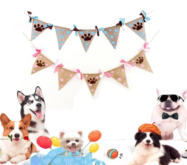 Собачья лапа в горошек, баннер, овсянка, гирлянда, баннер для декора вечеринки для домашних животных, флаг на день рождения, подвесное украшение4434805