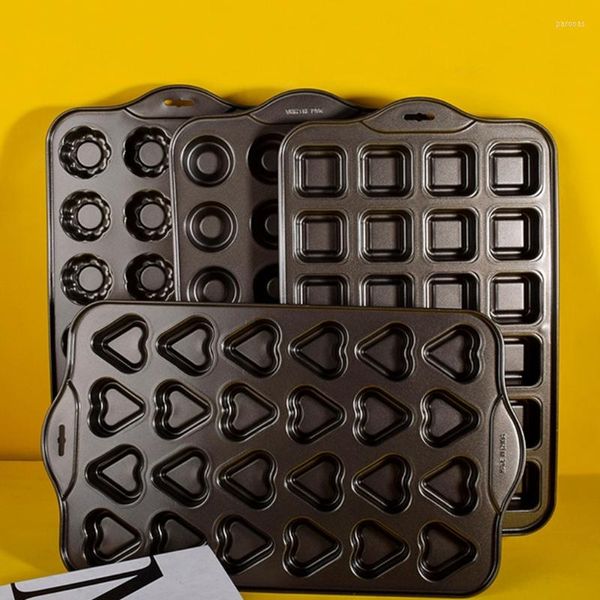 Moldes de cozimento PAN do muffin 24 Cavidade Mini Cake Non Stick Carbon Aço Bakeware Cupcake Bread Divider Mold para forno Y5GB