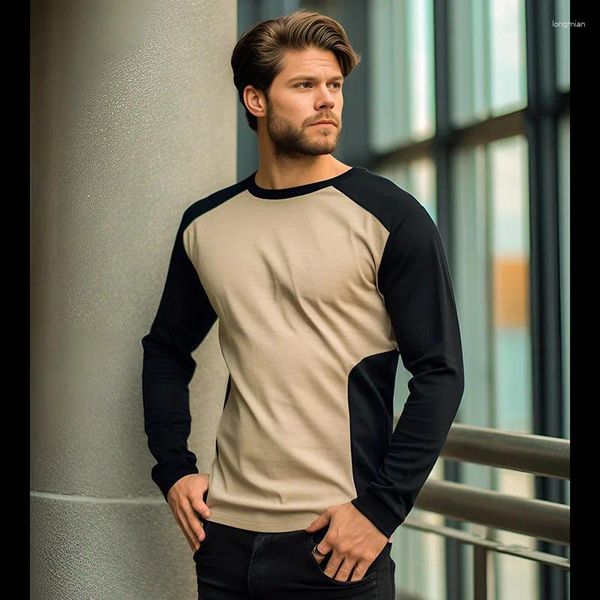 Männer T Shirts 2023 Herbst/Winter Langarm T-shirt Unterlage Farbige Rundhals Pullover Trend