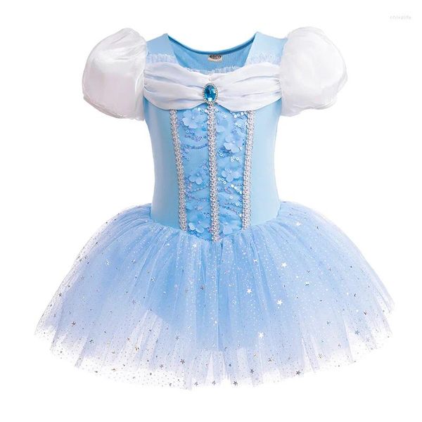 Palco desgaste azul brilho ballet tutu vestido para meninas desempenho dança traje collant