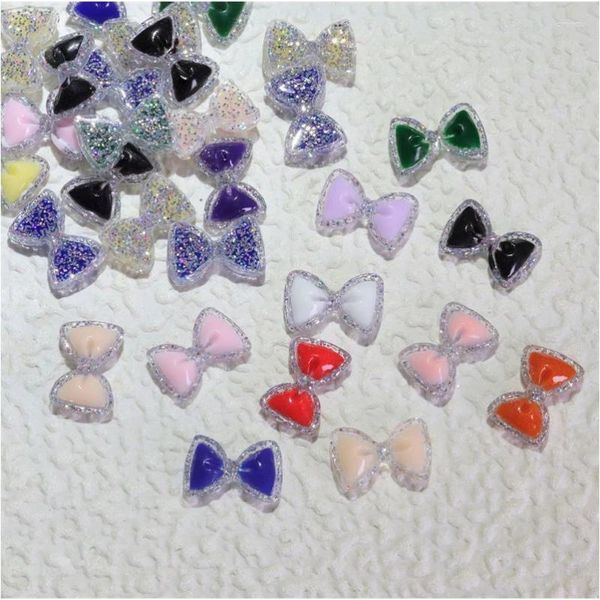 Tırnak Sanat Dekorasyonları 20pcs Çat Tie Tweelry 3D Glitter Reçine Çiviler Charms Multi Renkler 8 11mm Süsleme DIY aksesuarları