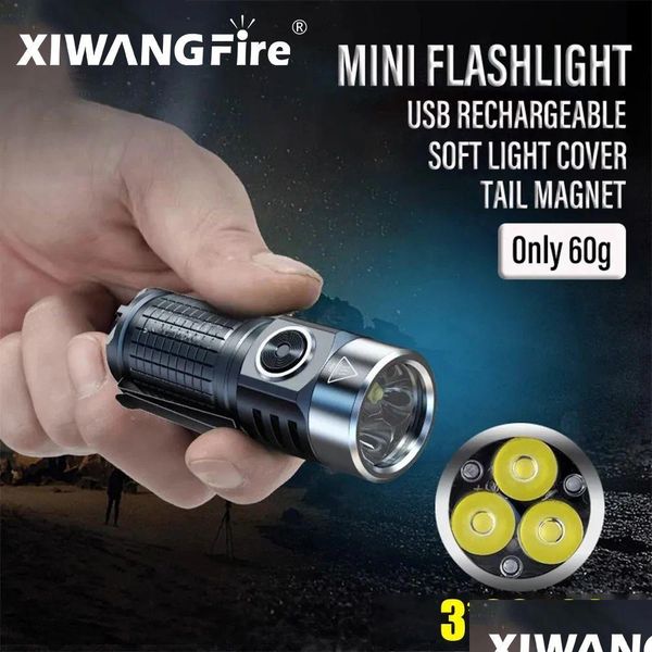 Outdoor-Gadgets Outdoor-Gadgets 2000Lm superhelle LED-Taschenlampe, wiederaufladbar, Schlüsselanhänger, tragbare Lichtkamera, Angel-Taschenlampe mit Magnet Dhrjk