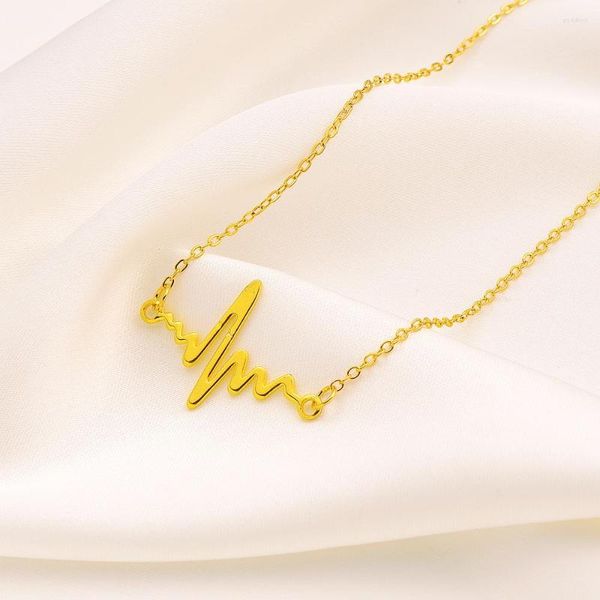 Anhänger Halsketten Mode Gold Farbe Herzschlag Halskette Für Frauen Mädchen Ewige Liebe Elegante Vintage Arabische Afrika Schmuck Hochzeitsgeschenke