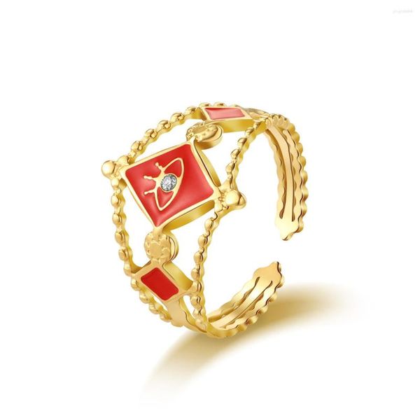 Ringos de cluster Aço inoxidável para mulheres Padrão de olho Gold Anel aberto anel aberto 2023 Presente de festa de joias de tendência