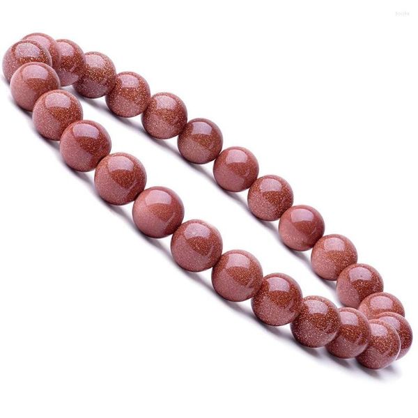 Strand XiongHang 8MM Braccialetto di perline Gioielli stile estivo Semplice pietra di sabbia dorata naturale Elastico per uomo