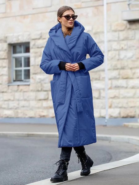 Mulheres para baixo parkas jaqueta de inverno casaco grosso sólido longo parque roupas trench top à prova de vento 231120