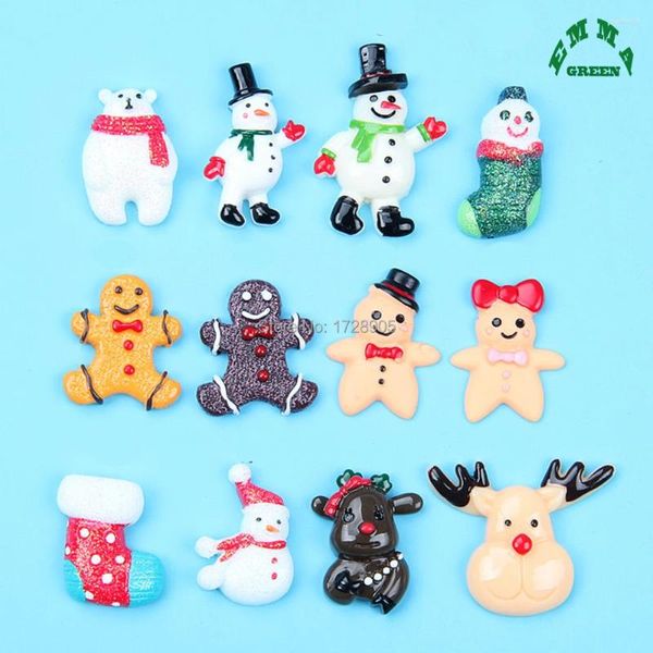 Encantos boneco de neve para fazer jóias cabochão de resina com parte traseira plana telefone 10 peças 27mm slime de desenho animado de natal